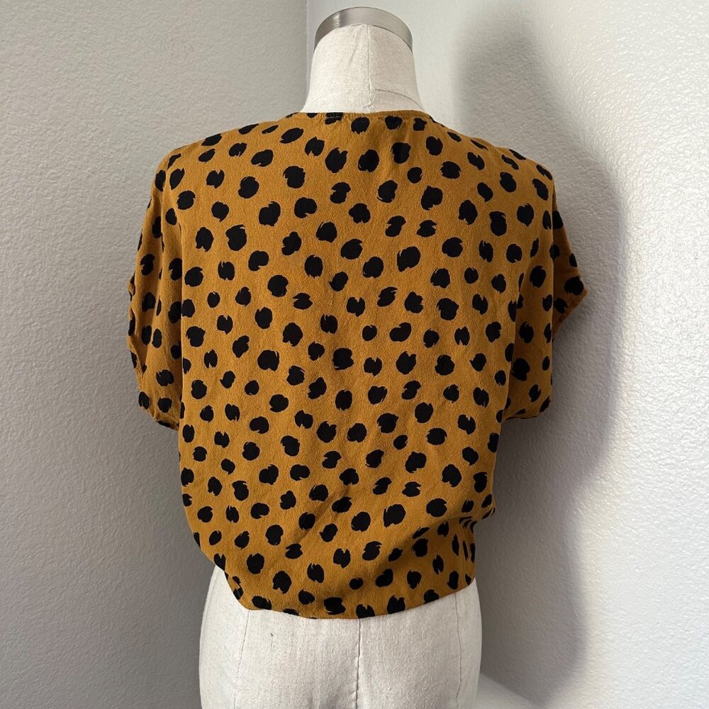 Madewell Mustard Yellow Polka Dot Wrap Blouse - Picture 4 of 11